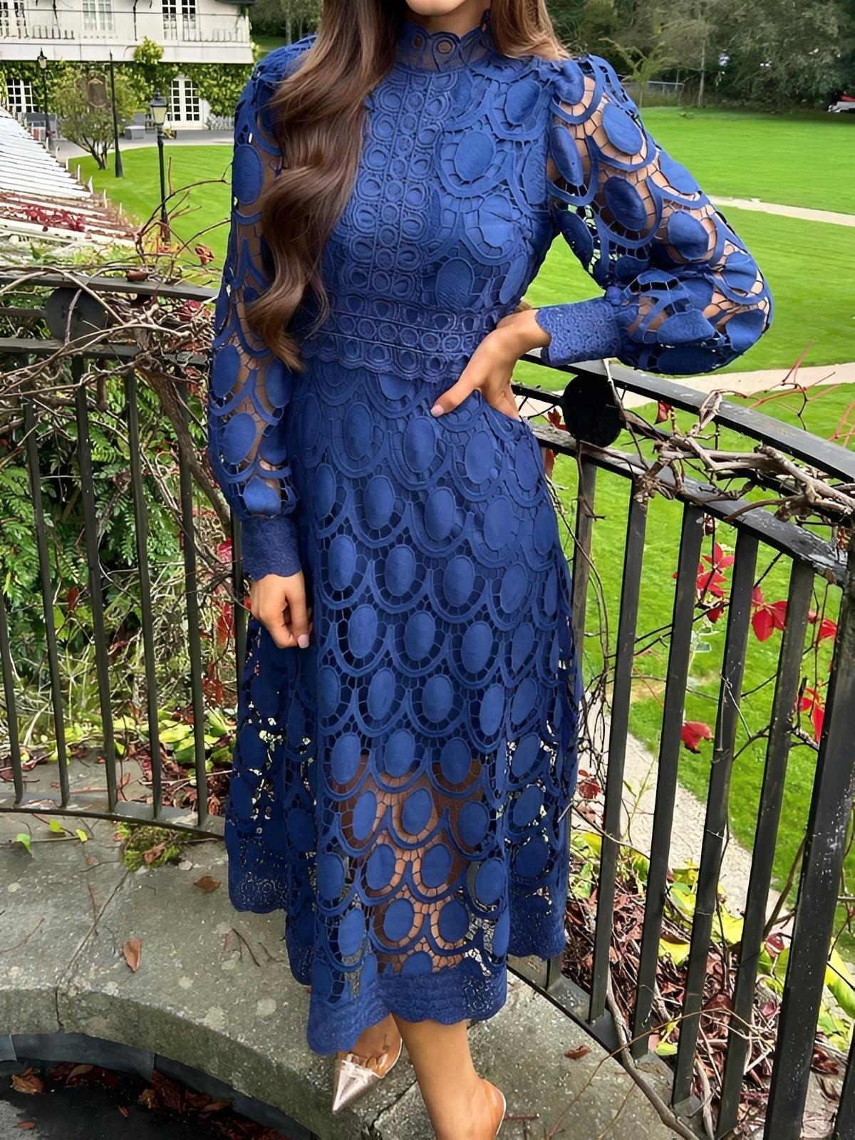 Langarm Maxikleid Damen Stilvolles Abendkleid Eleganz