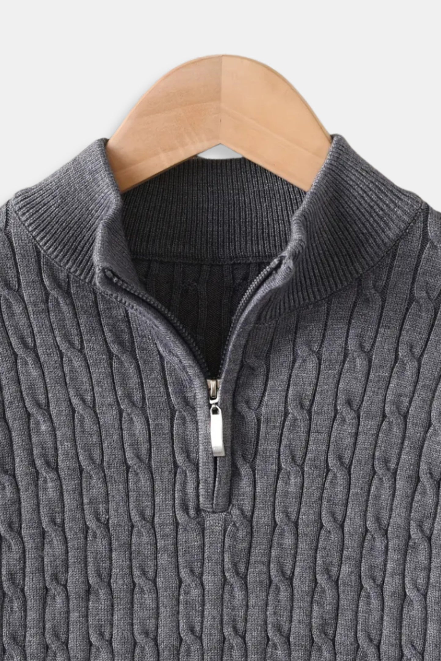 Strickpullover Zopfmuster mit Reißverschluss Damengröße