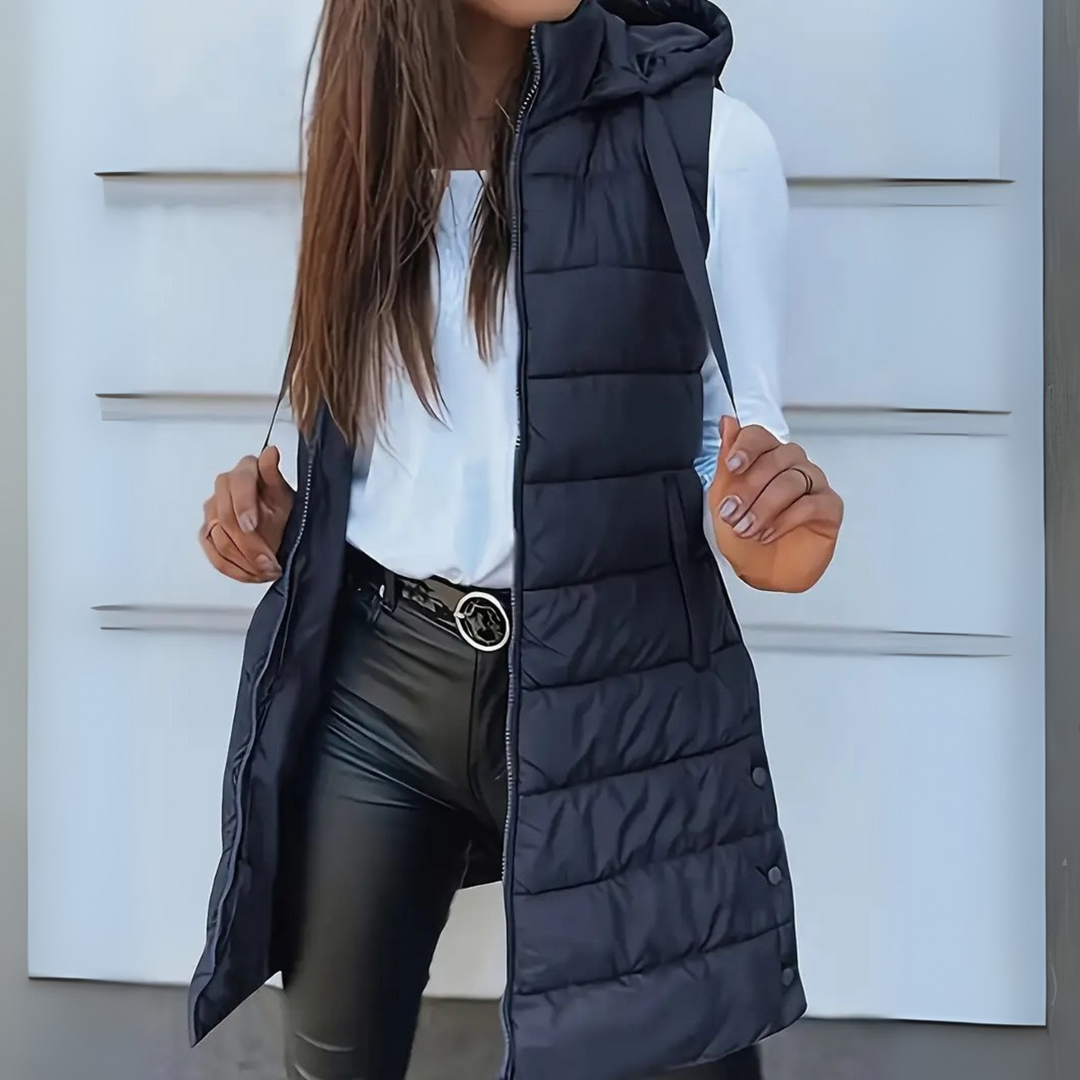 Lange Daunenweste Damen Warm Elegant