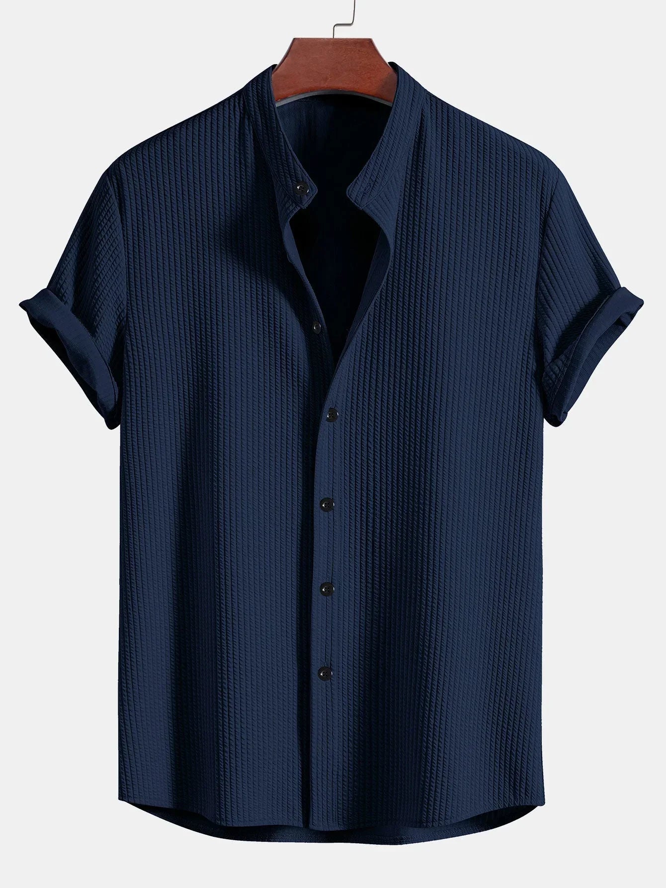 Herren Polo Shirt Leinen Stehkragen Sommer