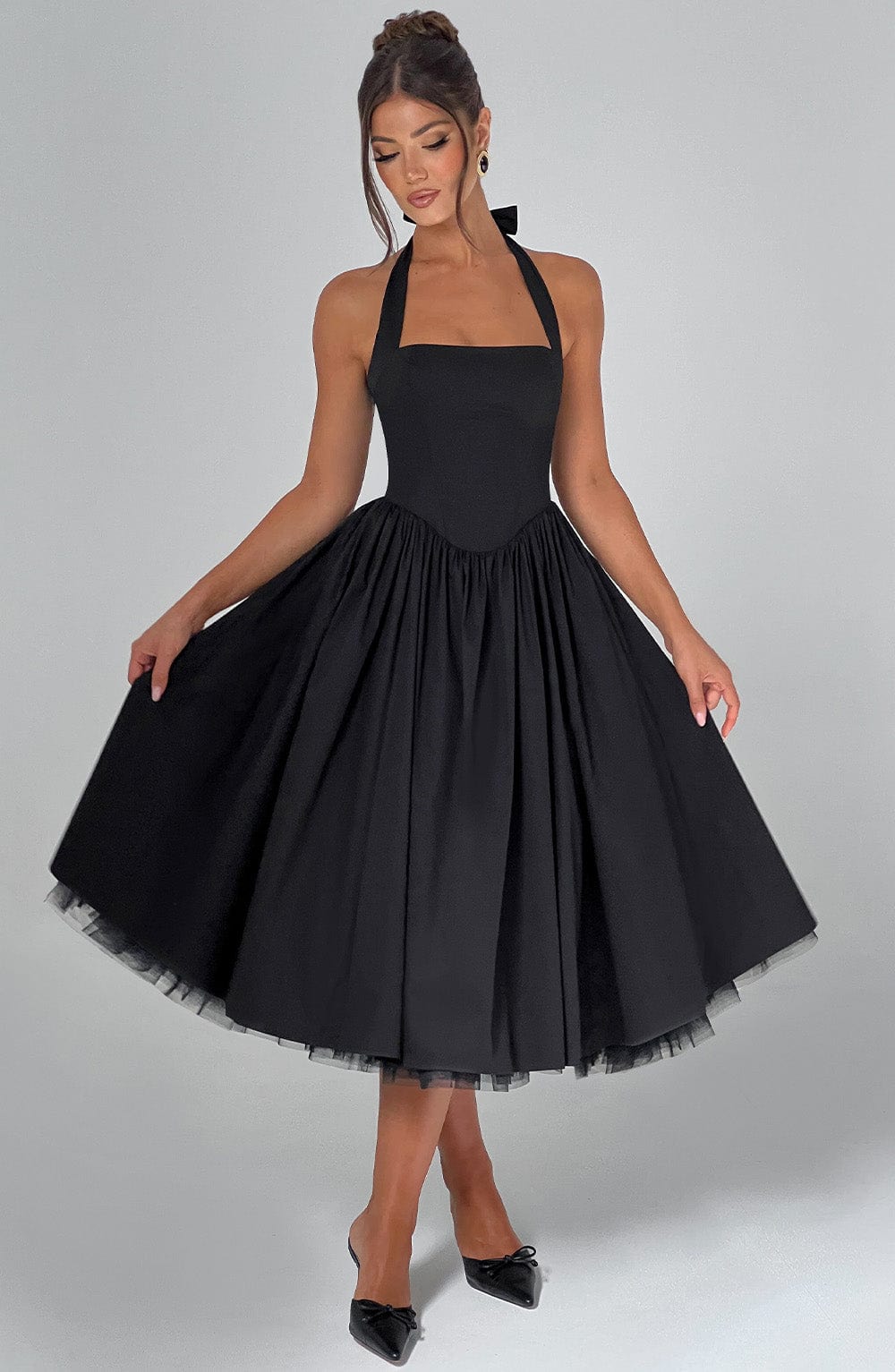 Hochzeitskleid Damen Midi Kleid für Gäste Elegant