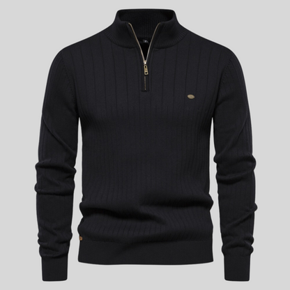 Herren Pullover Langarm Viertelzip Frühjahr Modern - BerlinGlamour