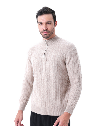 Herren Pullover Chunky Knit Kaschmir Warm mit Kabelmuster