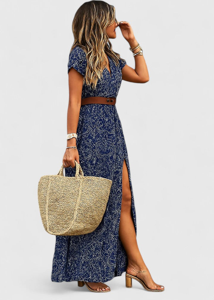 Damen Maxikleid Boho Stil V-Ausschnitt Lässig - BerlinGlamour