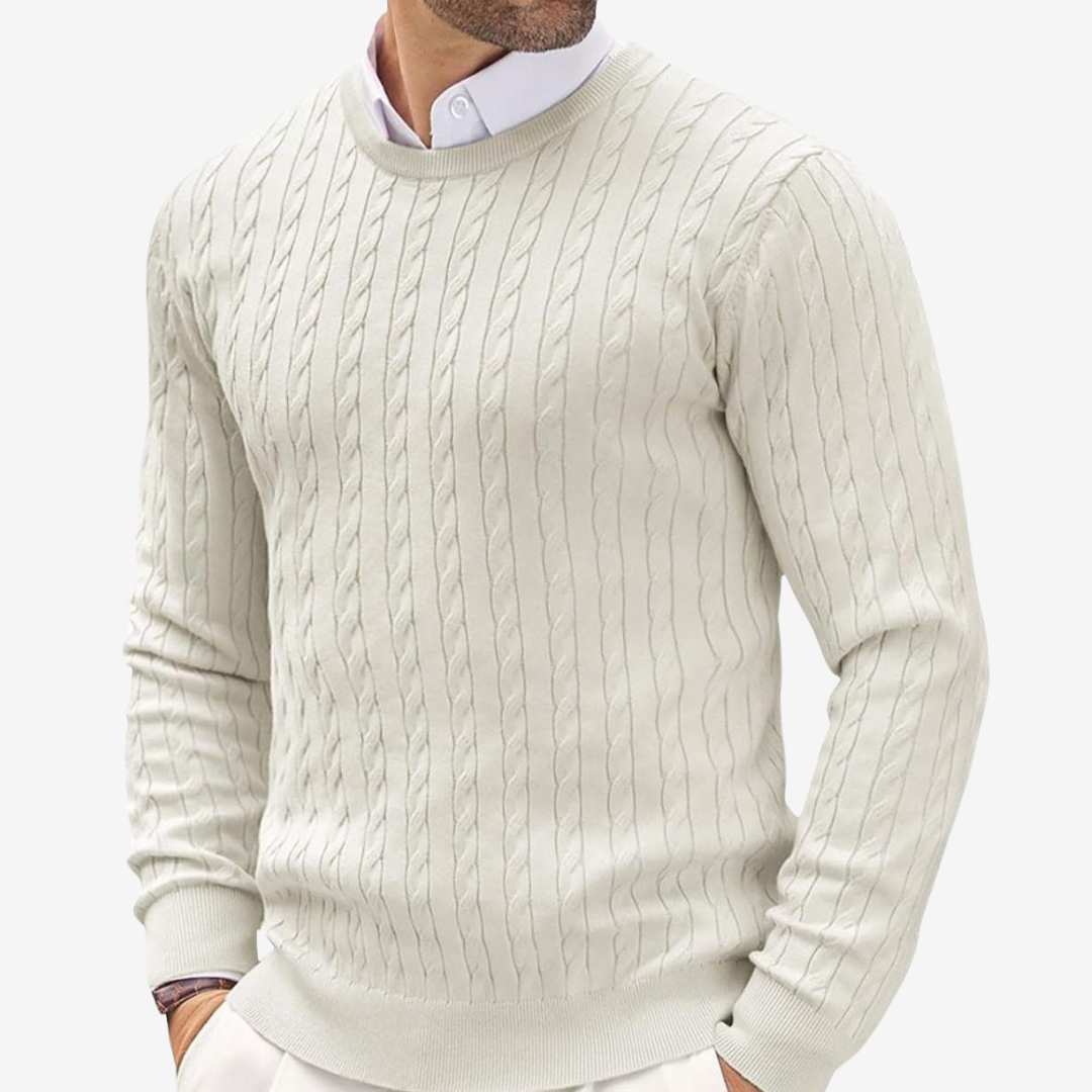 Herren Strickpullover Rundhals Frühling Zopfmuster Modern