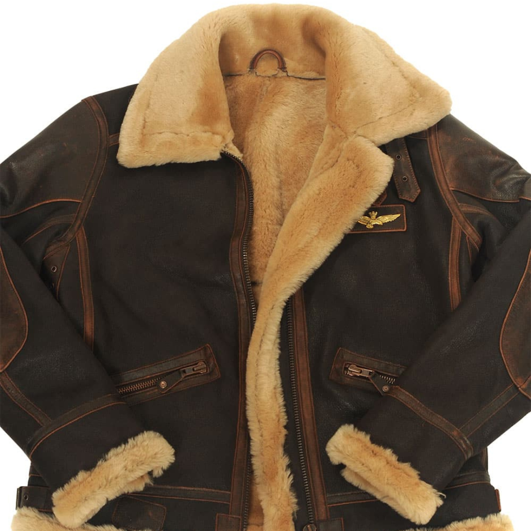Leder Pilotenjacke Stilvoll Schwarz