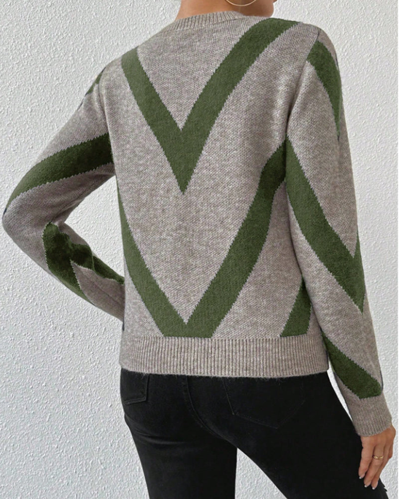 BerlinGlamour Top Rundhals Geometrisches Muster Damen