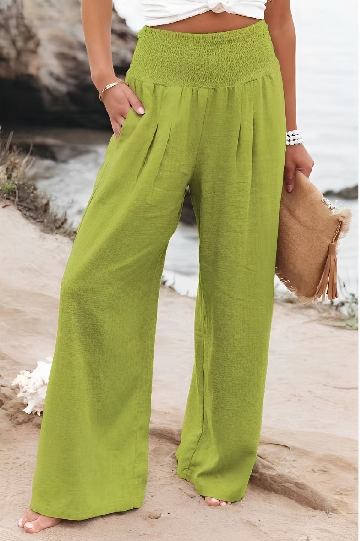 Hohe Damen Hose Weite Bein Taillierte Frauenhose