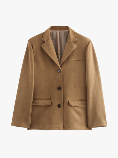 Blazer Damen Wildlederoptik Braun Klassisch