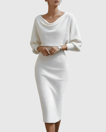 Elegantes Midi Kleid mit Drapierung Damenkleid