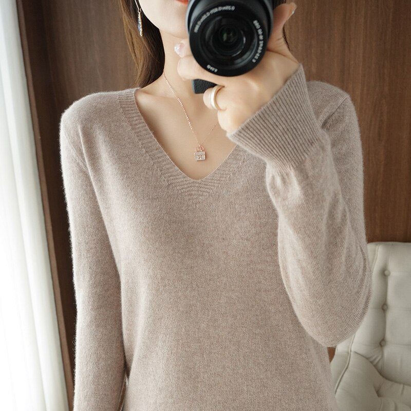 V-Ausschnitt Pullover Damen Modern Trendy