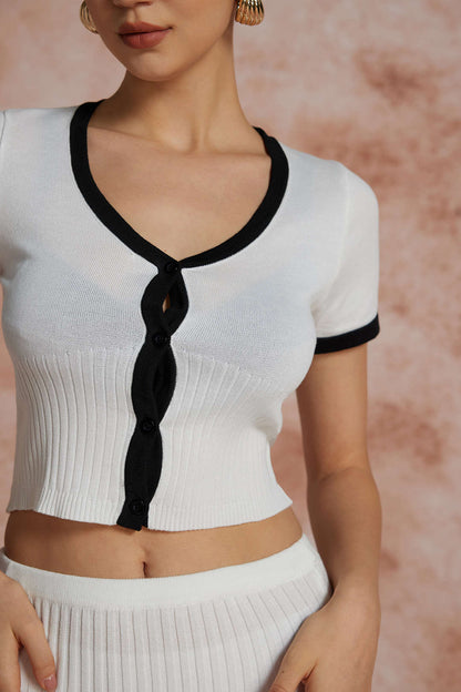 Damen Zweiteiler Set Strick Top und Rock