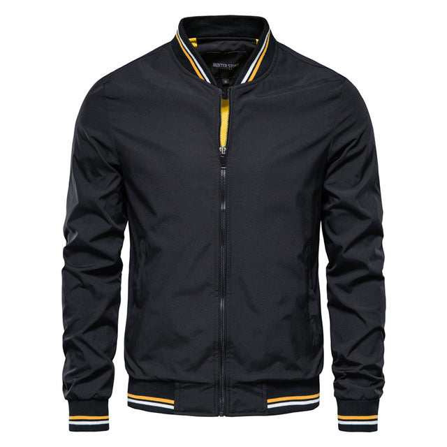 Herren Bomberjacke Stylisch Leder Schwarz