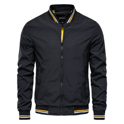 Herren Bomberjacke Stylisch Leder Schwarz