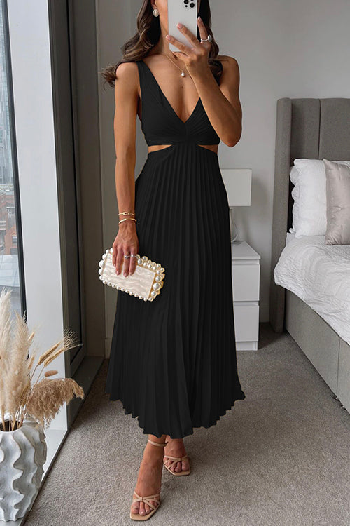 Elegantes Abendkleid Plissiert Frauen Schwarz