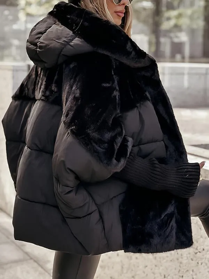 Teddyjacke Damen Winterjacke mit Kapuze Warm