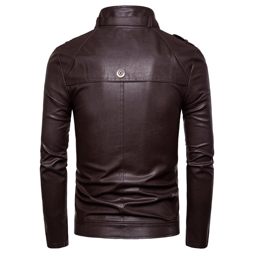 Lederjacke Herren Modern Asymmetrisch Reißverschluss