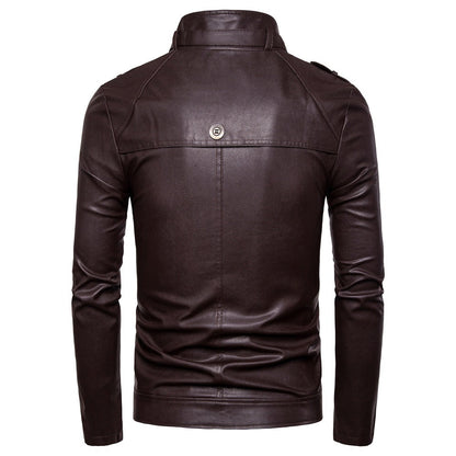 Lederjacke Herren Modern Asymmetrisch Reißverschluss