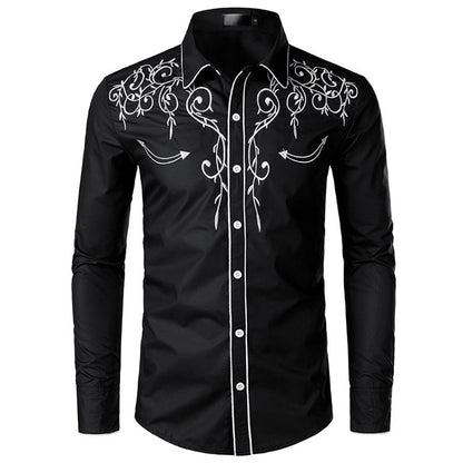 Herren Langarmhemd Slim Fit Modern mit Stickerei