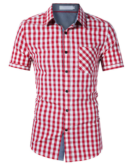 Herren Karohemd Kurzarm Modern Berlin Style