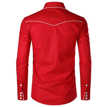 Herren Langarmhemd Slim Fit Modern mit Stickerei