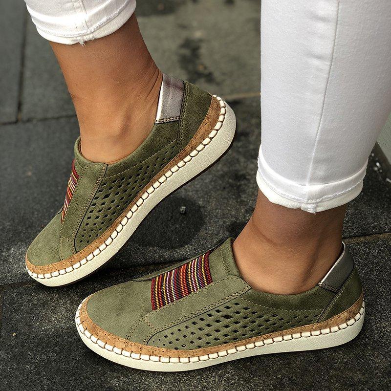 Damen Sneaker Slip-On atmungsaktiv Perforiert Sportlich Modisch