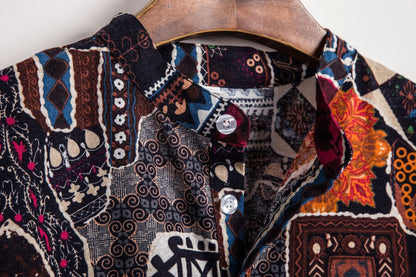 Herren Hemd Kurzarm Patchwork Design Moderne Style