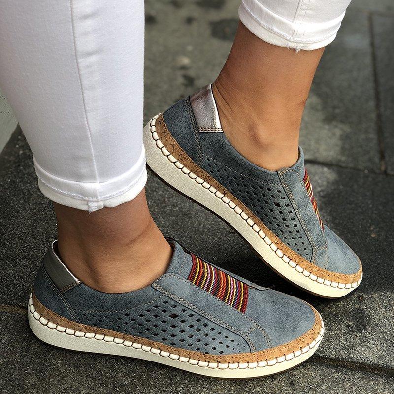 Damen Sneaker Slip-On atmungsaktiv Perforiert Sportlich Modisch - BerlinGlamour
