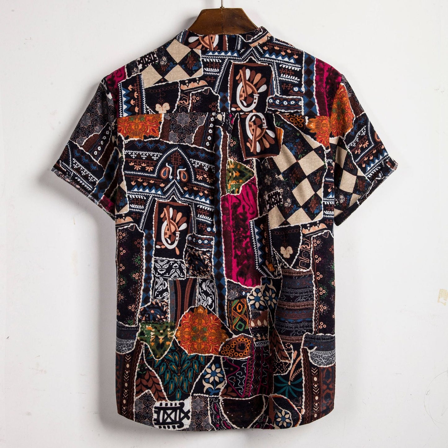 Herren Hemd Kurzarm Patchwork Design Moderne Style