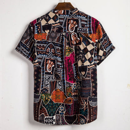 Herren Hemd Kurzarm Patchwork Design Moderne Style
