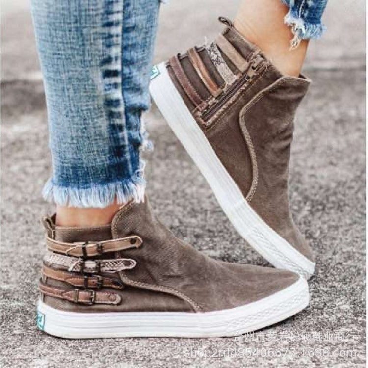Damen Slip-On Schuhe Bequem Canvas Sneaker