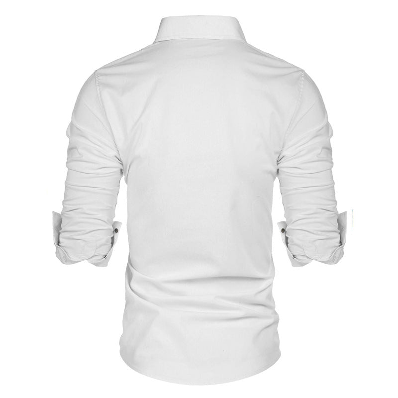 Herren Langarmhemd Elegantes Hemd mit Knöpfen Elegant Schwarz