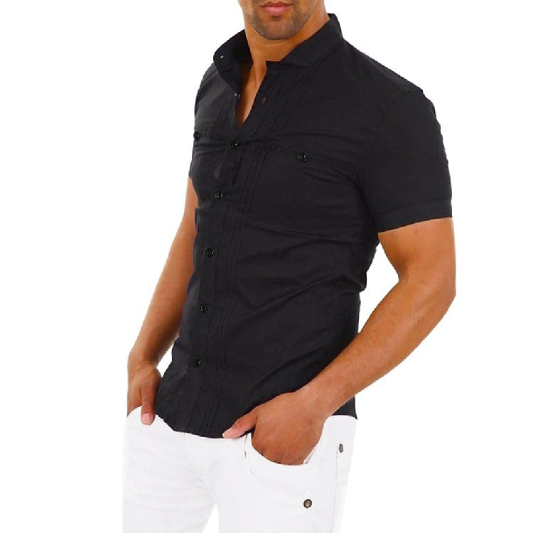 Herren Kurzarmhemd Modern Stehkragen Slim Fit Berlin