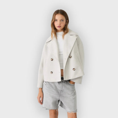 Doppelreihige Lederjacke Modern Damen - BerlinGlamour