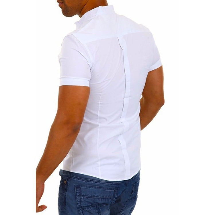 Herren Kurzarmhemd Modern Stehkragen Slim Fit Berlin