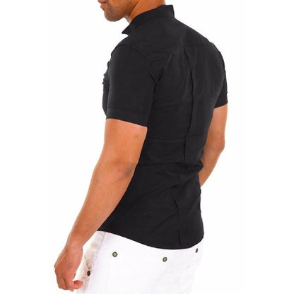 Herren Kurzarmhemd Modern Stehkragen Slim Fit Berlin