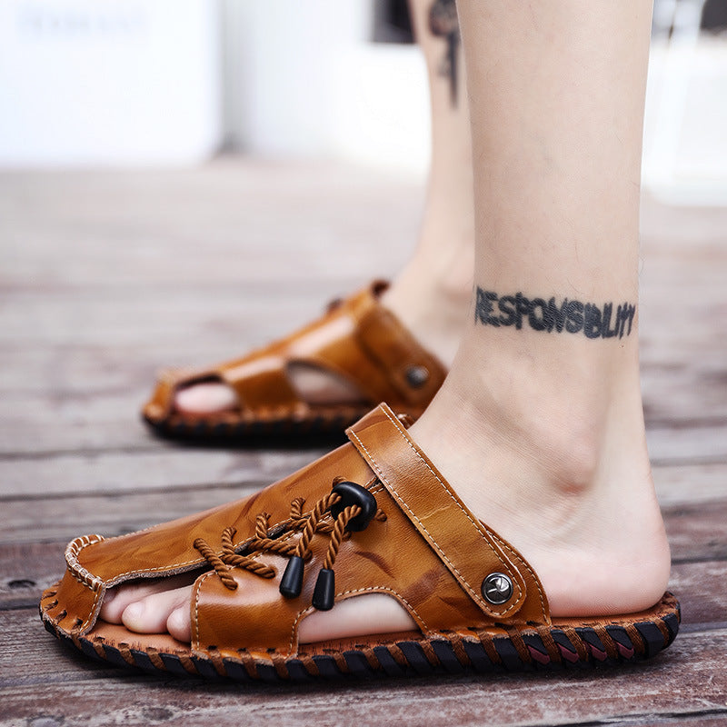 Herren Leder-Sandalen Schnellschnürsystem Robust Bequem - BerlinGlamour