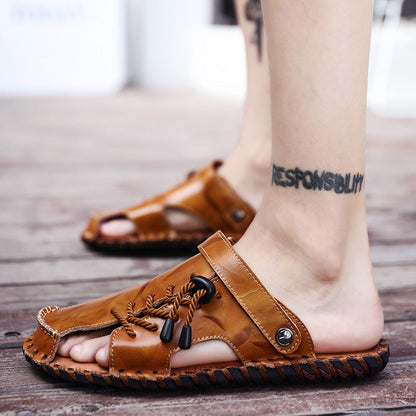 Herren Leder-Sandalen Schnellschnürsystem Robust Bequem - BerlinGlamour