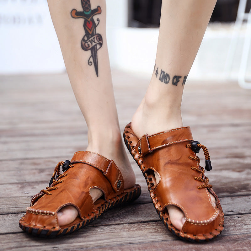 Herren Leder-Sandalen Schnellschnürsystem Robust Bequem
