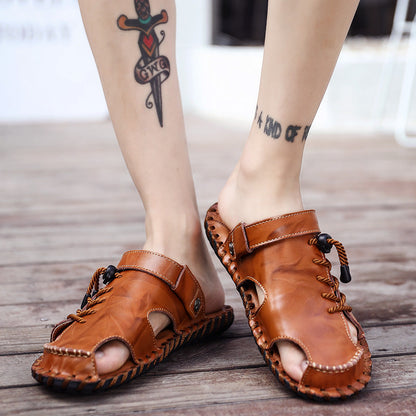 Herren Leder-Sandalen Schnellschnürsystem Robust Bequem