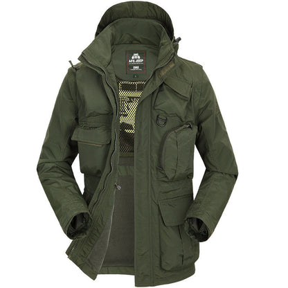 Herren Outdoor-Jacke Wasserdicht Mit Abnehmbarer Füllung