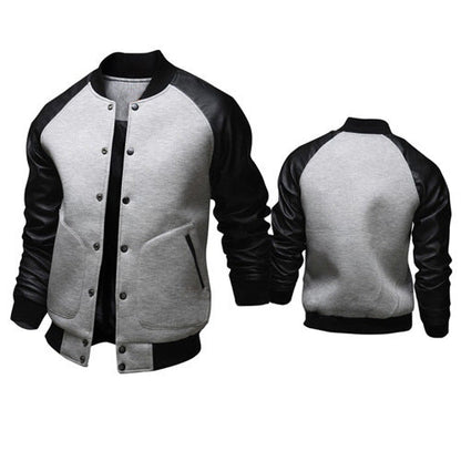 Herren Bomberjacke Leder Ärmel Modern Schnell Verschlossen