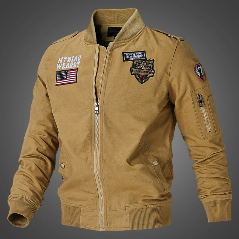 Herren Leder-Fliegerjacke Militärstil mit Patches - BerlinGlamour