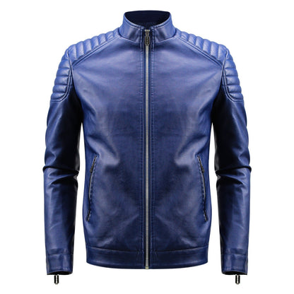 Herren Lederjacke Modern Racing Style Schulterpolster
