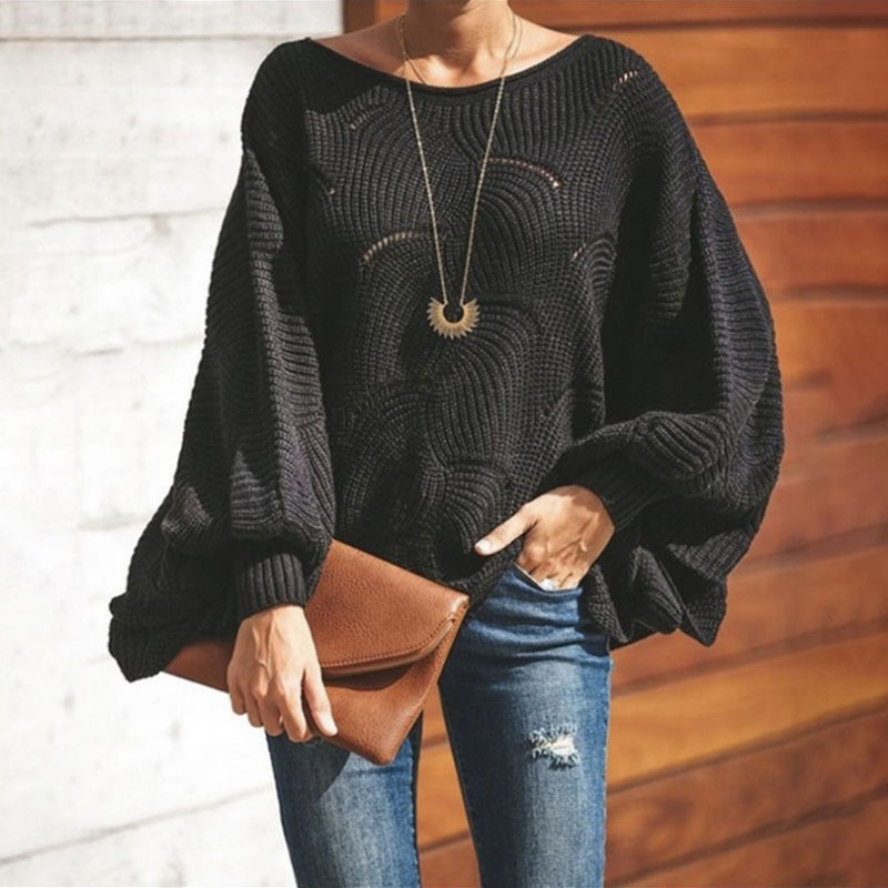 Damen Strickpullover Elegante Langarm