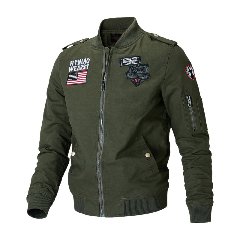 Herren Bomberjacke Mit Taschen Gestickt Modern