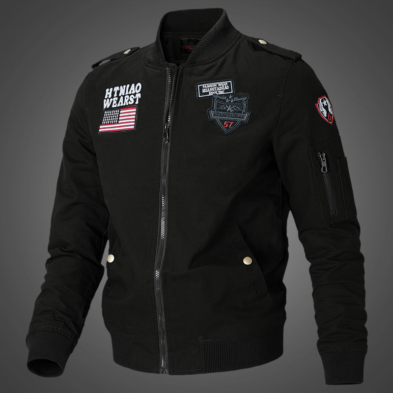 Herren Bomberjacke Mit Taschen Gestickt Modern