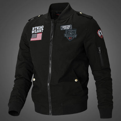 Herren Bomberjacke Mit Taschen Gestickt Modern