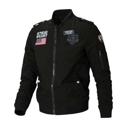 Herren Bomberjacke Mit Taschen Gestickt Modern