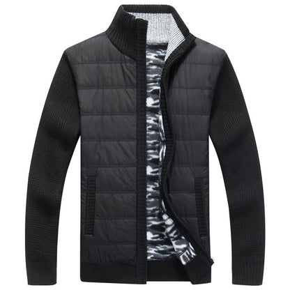 Herren Steppjacke Modern Strick Ärmel Warm